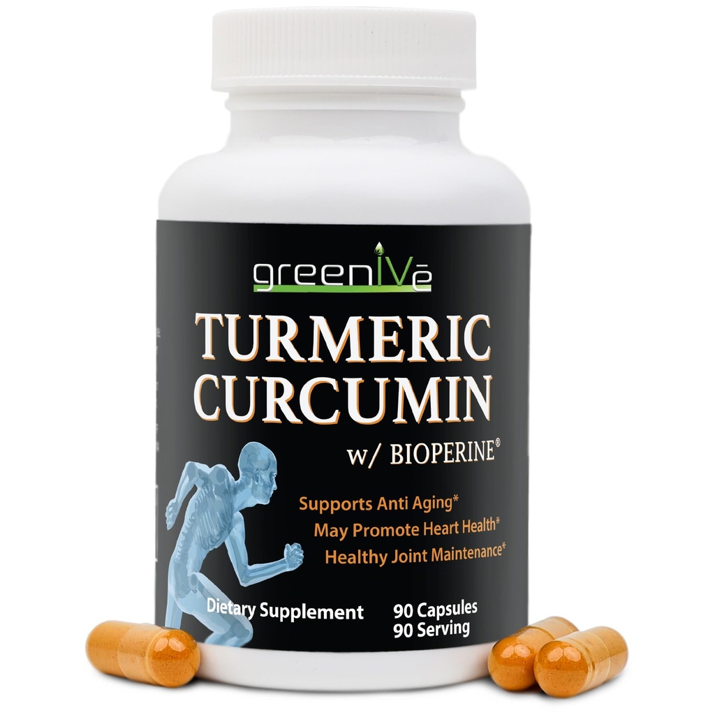GreenIVe Turmeric Curcumin med BioPerine 90 kapslar med Curcumin 46X Högre Absorption