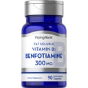 Piping Rock Benfotiamine 300mg | 90 kapslar | Fettlösligt vitamin B1 | Non-GMO, Gluten fri tillägg