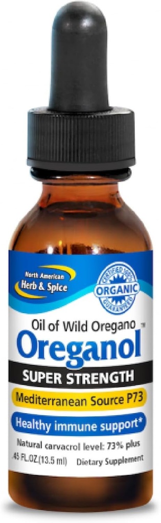 NORTH AMERICAN HERB & SPICE Super Strength Oreganol - 0,45 m. oz. - Oprocessed, Wild, Organic Oregano Oil - Medelhavskälla P73 - Icke-GMO - 194 portioner