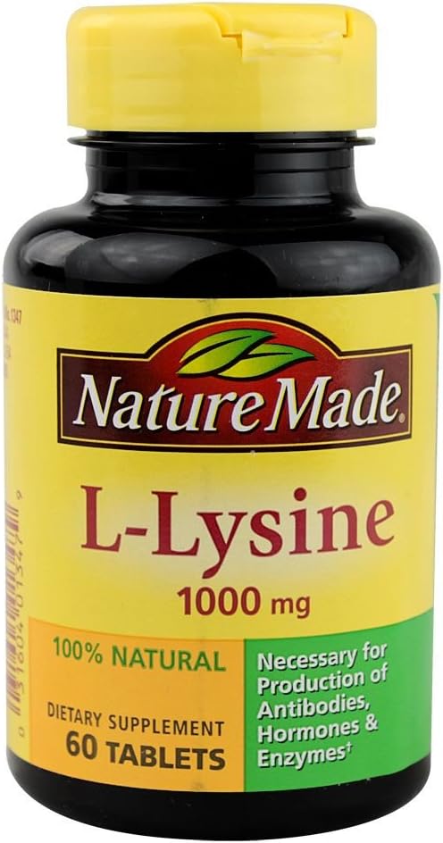 Nature Made Extra Strength L-Lysine 1000 mg tabletter, 60 greve för proteinsyntes (Pack of 3)