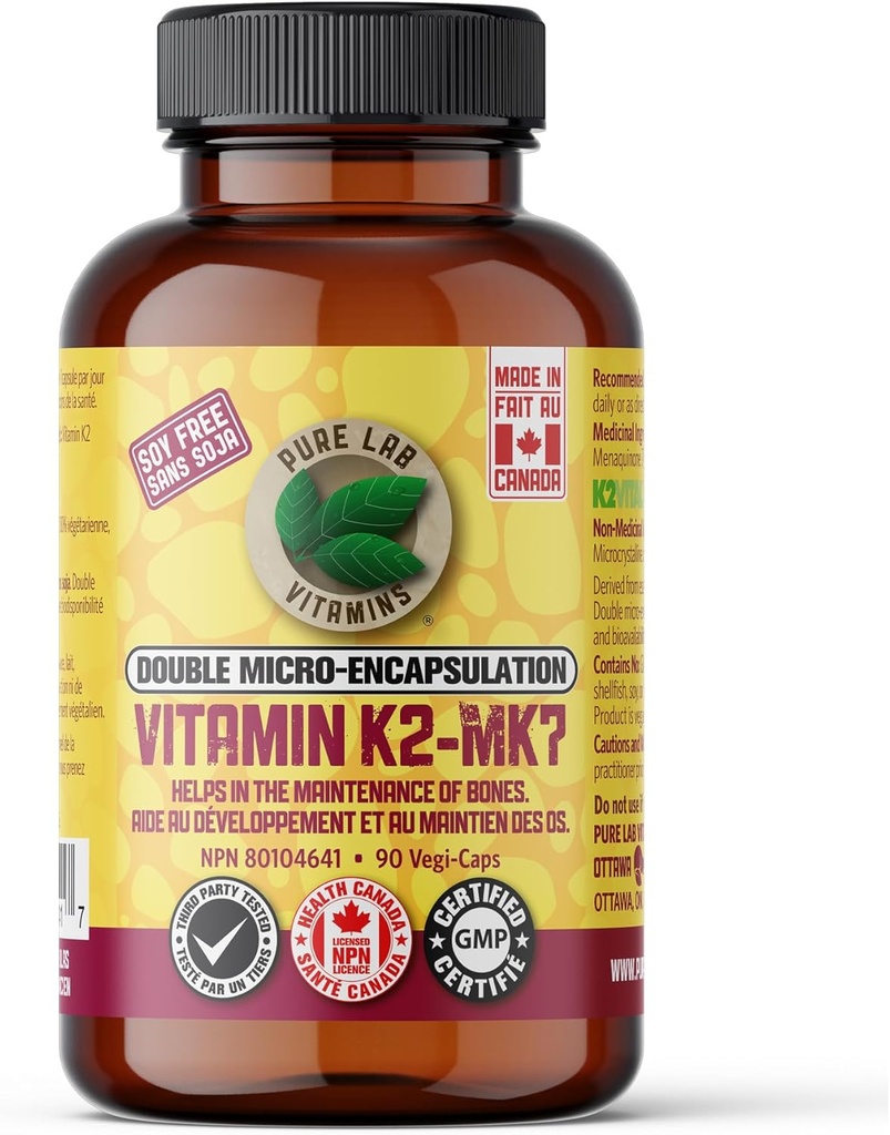 Pure Lab Vitamins Vitamin K2 MK7, 90 Vegi-Caps Made i Kanada