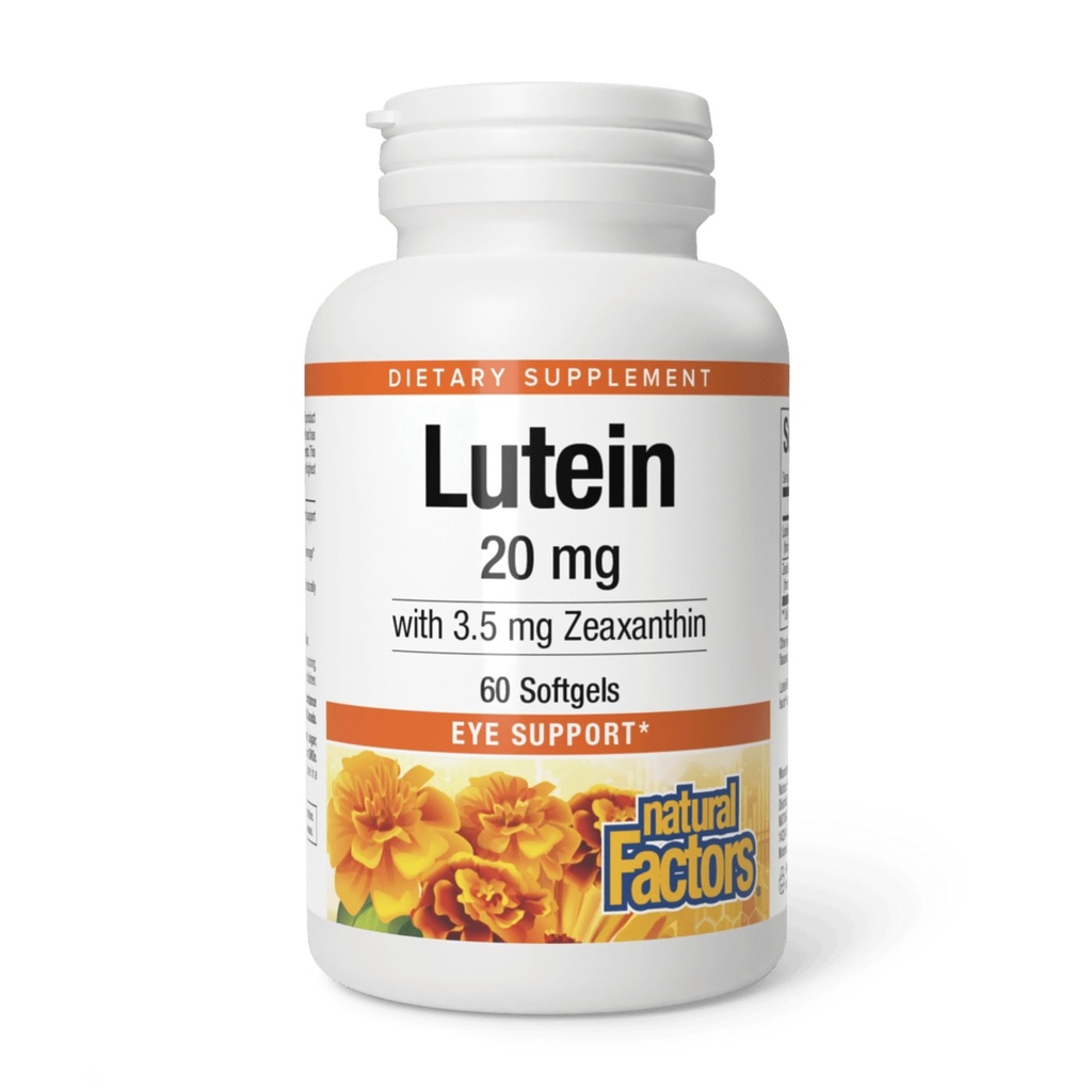 Naturliga faktorer - lutein 20 mg, naturlig antioxidant för att stödja ögonhälsa, 60 mjuka gel