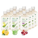 AloeCure Organic Aloe Vera Juice - 12 flaska Sample Pack - Grape, citron, naturlig smak, 12x500ml