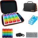 Månatliga Pill Organizer 1Time A Day,Pill Organizer Månatligen 1Time A Day med 32 Dagliga Kompartement & 1Pill Cutter & 1Travel Case & 1Shoulder Straps & 2PCS 31 Dagar Sticker. Bekväm handtag, BPA-Free.