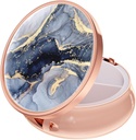 Rouidr Pill Box, 3 Compartment Medicine Pill Case, Small Metal Travel Medicine Box för Purse & Pocket, Rose Gold, Dark Grey Marble