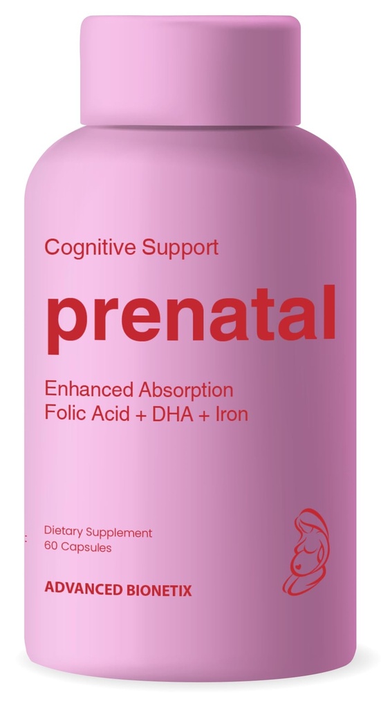 Biotillgängliga prenatala vitaminer för kvinnor, naturlig metylerad folatfoliksyra, DHA Omega 3. Multivitamin Pre, under och efter graviditet