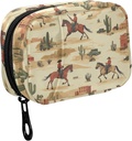 Fustylead Cowboy Riding Horse och Desert Cactus Pill Organizer för Purse, Weekly Portable Pill Box med Zipper för att lagra vitaminer Fish Oils Medications Supplements