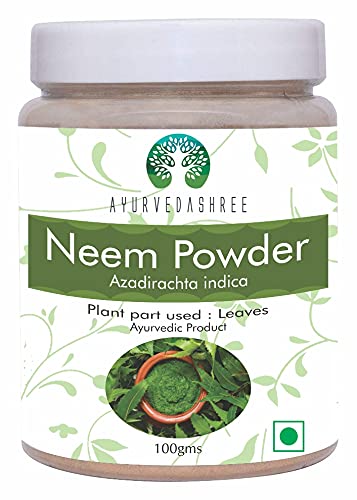 AYURVEDASHREE Neem Leaf Powder 100 Gm | Azadirachta Indica | Wild Crafted Neem Leaf Powder | Very Bitter Neem Supplement for Skin Hair and Detox | Non GMO, Gluten Free, Vegan