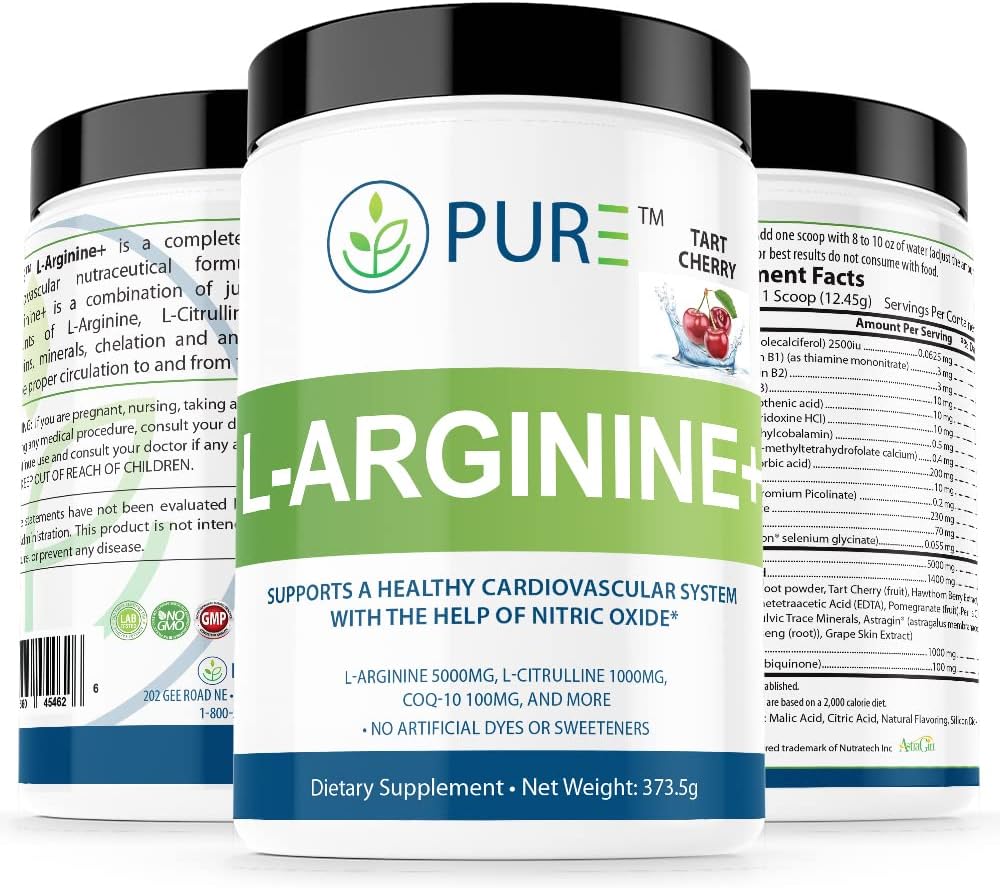 PURE L-arginin + L-arginin +, L-arginin L Citrulline CoQ10 och mer! Stöd för blodtryck, kolesterol, energi, blodflöde, muskelutveckling och mer (Tropisk mango)