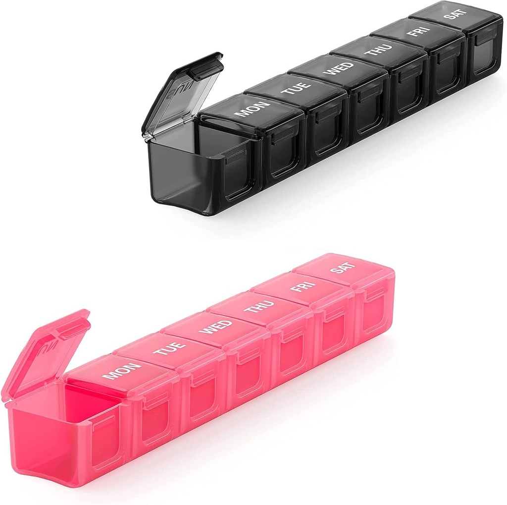 2 Pack Extra Large Pill Organizer, Sukuos Weekly Pill Box, Pill Case, Medicine Organizer för vitaminer, fiskoljor eller tillskott