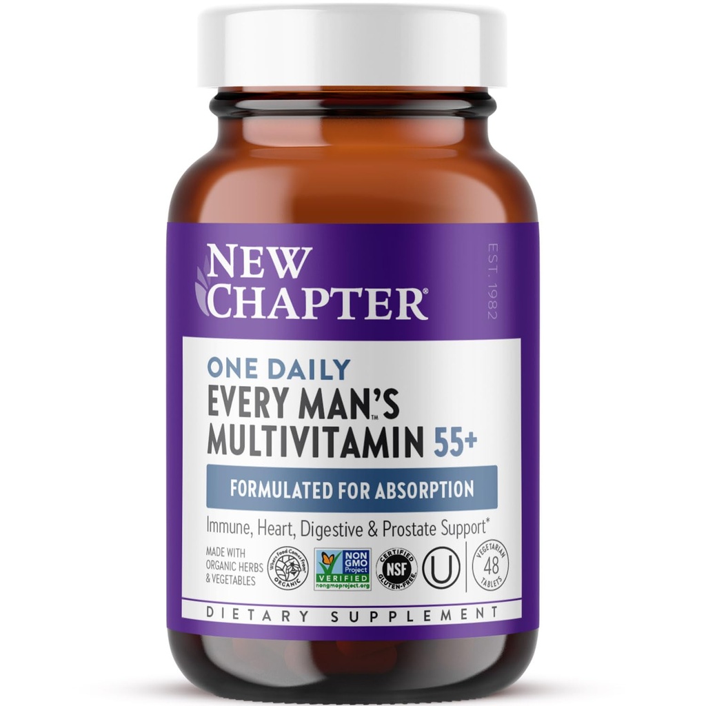 Nya kapitel Mäns Multivitamin 50 Plus för hjärna, hjärta, Digestive, Prostate & Immune Support med 20 + Nutrients + Astaxanthin - Varje man är en daglig 55+, Gentle på magen - 48 ct