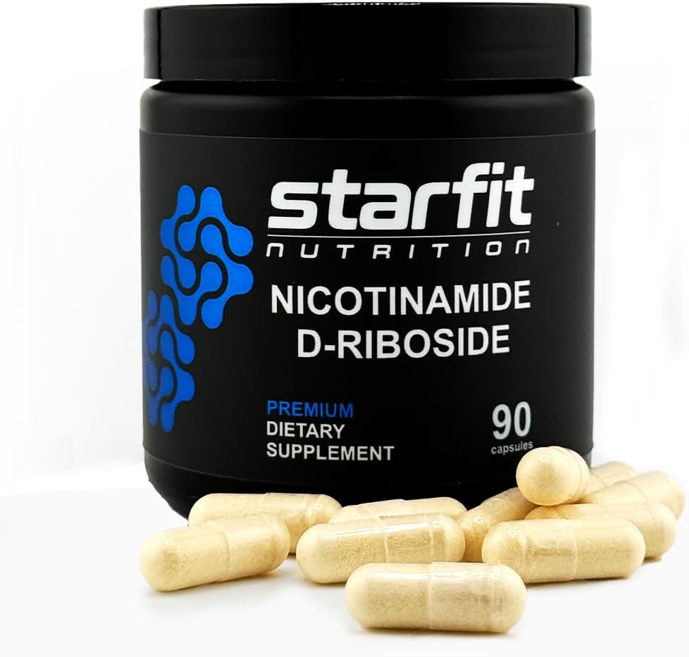 STARFIT - Nikotinamid D-Riboside, Booster NAD+, Energy & Focus Supplement, Anti-Aging Cellular Support, 90 kapslar