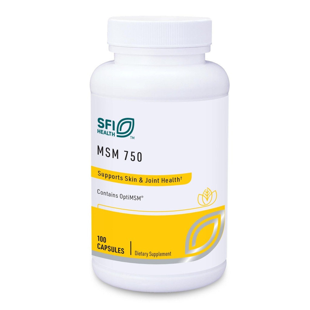 Klaire Labs SFI Health MSM 750 - Kliniskt testad för att stödja Joint Comfort & Structure, Methylsulfonylmethane som OptiMSM (100 kapslar)