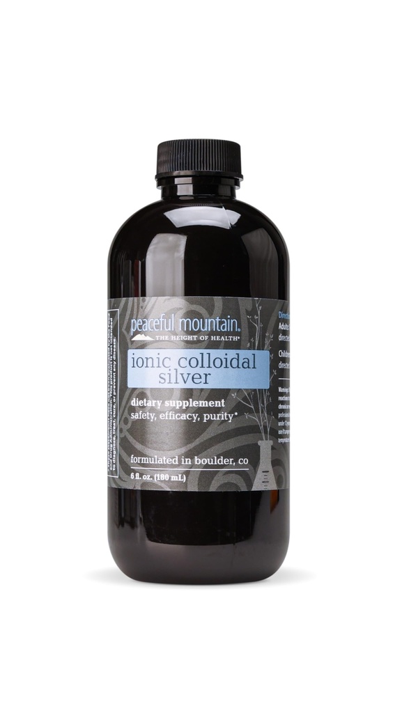 Peaceful Mountain Ionic Colloidal Silver - Natural Silver Supplement för Immune System Support - 6oz