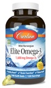Carlson Elite Omega-3 Gems, 1600 mg Omega-3 med EPA & DHA, Lemon Flavor, 240 Softgels - Wild-Caught Norwegian Fish Oil, hållbart källad