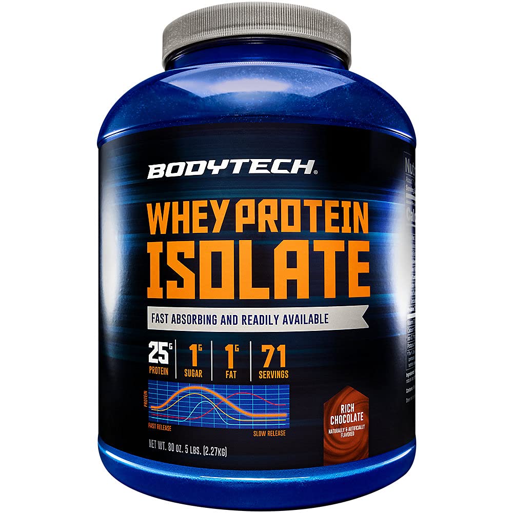 BODYTECH Whey Protein Isolate Powder - Rich Chocolate (5 Lbs. / 71 portioner)