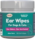 Benefit Pet Products Dog Ear Wipes - Ear Cleaner för hundar att förebygga infektioner, Itching & Odor - Aloe & Eucalyptus, Grooming Wipes - 100 Count