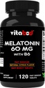 Melatonin 60 mg med vitamin B6 - 120 Snabbupplösta tabletter Extra-Strength Sleep Support - Drug-Free - Natural Citrus Flavor - Vegetarian, icke-GMO, Glutenfri