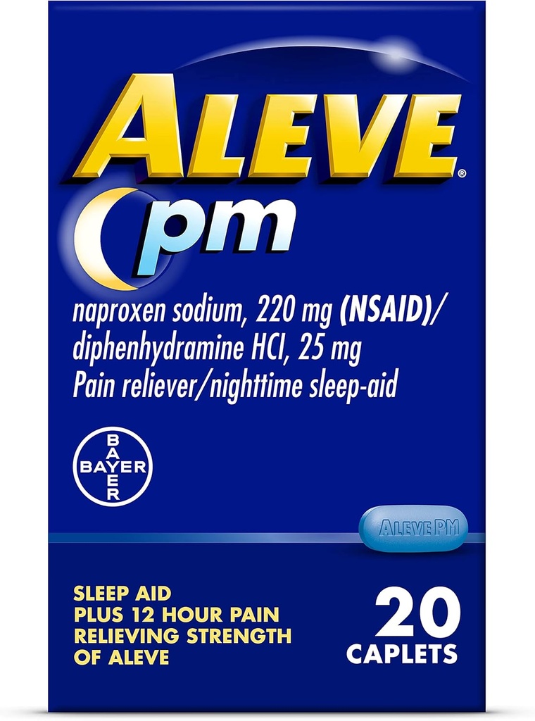 Aleve Pain Relief och Nighttime Sleep Aid Naproxen Sodium Caplets - 20 greve