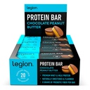 Legion Protein Bar Chocolate Peanut Butter -100% Whey Protein, Baked Bars med Prebiotic Fiber - High Protein (20g) Låg fett (12g) Låg socker (4g), No Soy, Gluten - Naturliga smaker (12 greve)