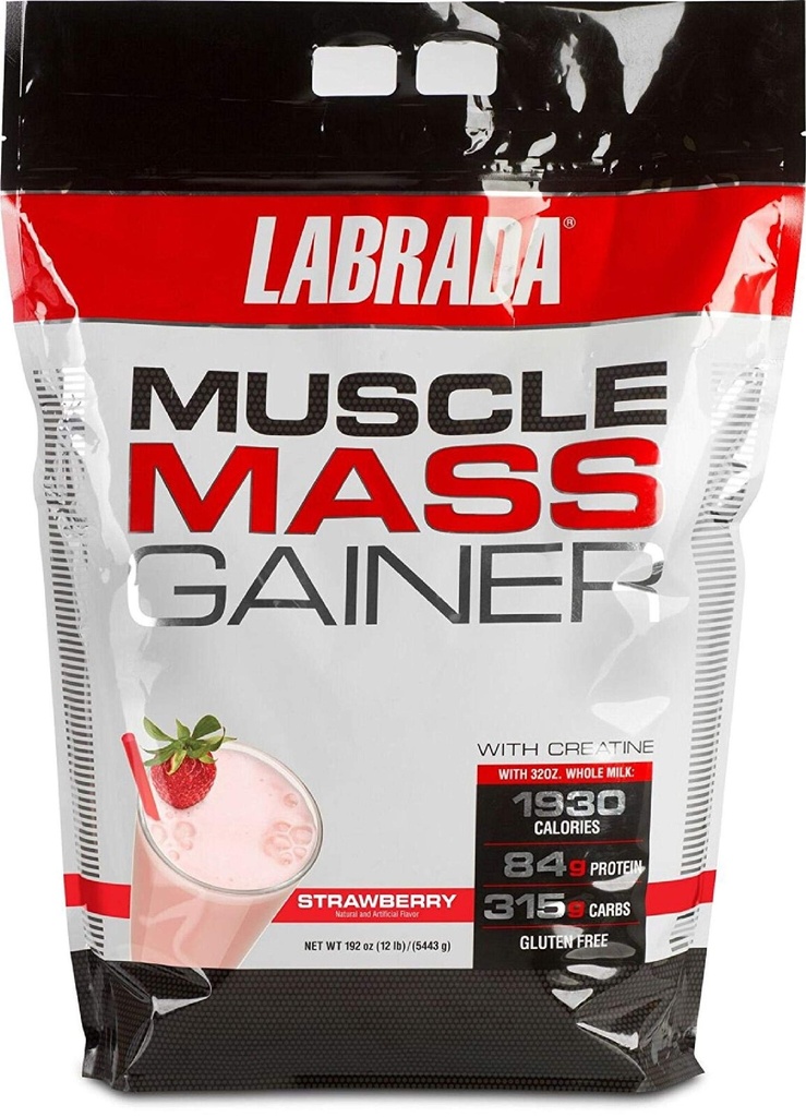 Labrada Nutrition Muscle Mass Gainer, Strawberry, 12 pund
