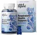 Wild & Organic Lung Detox Gummies - 1000 mg Mullein Gummies for Lungs Cleanse - Naturtillskott med Mullein Leaf Extract och Mushroom Blend - 60 Vegan, icke-GMO Chews