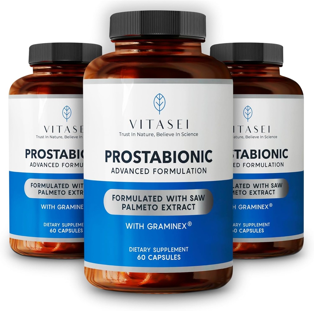 VITASEI Prostabionic med Graminex, Saw Palmetto, Pygeum Africanum - Bladder Control och Prostate Supplements för Män - 60 kapslar (Pack of 3)