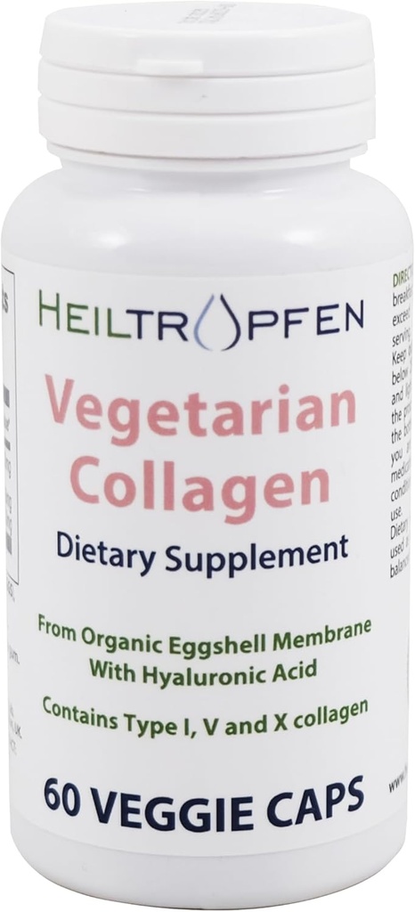 Heiltropfen Collagen Vegetarian caps | från Organic Eggshell Membrane | Typ 1, 5 och 10 Collagen | med Hyaluronsyra | 60 kapslar | Kosttillskott