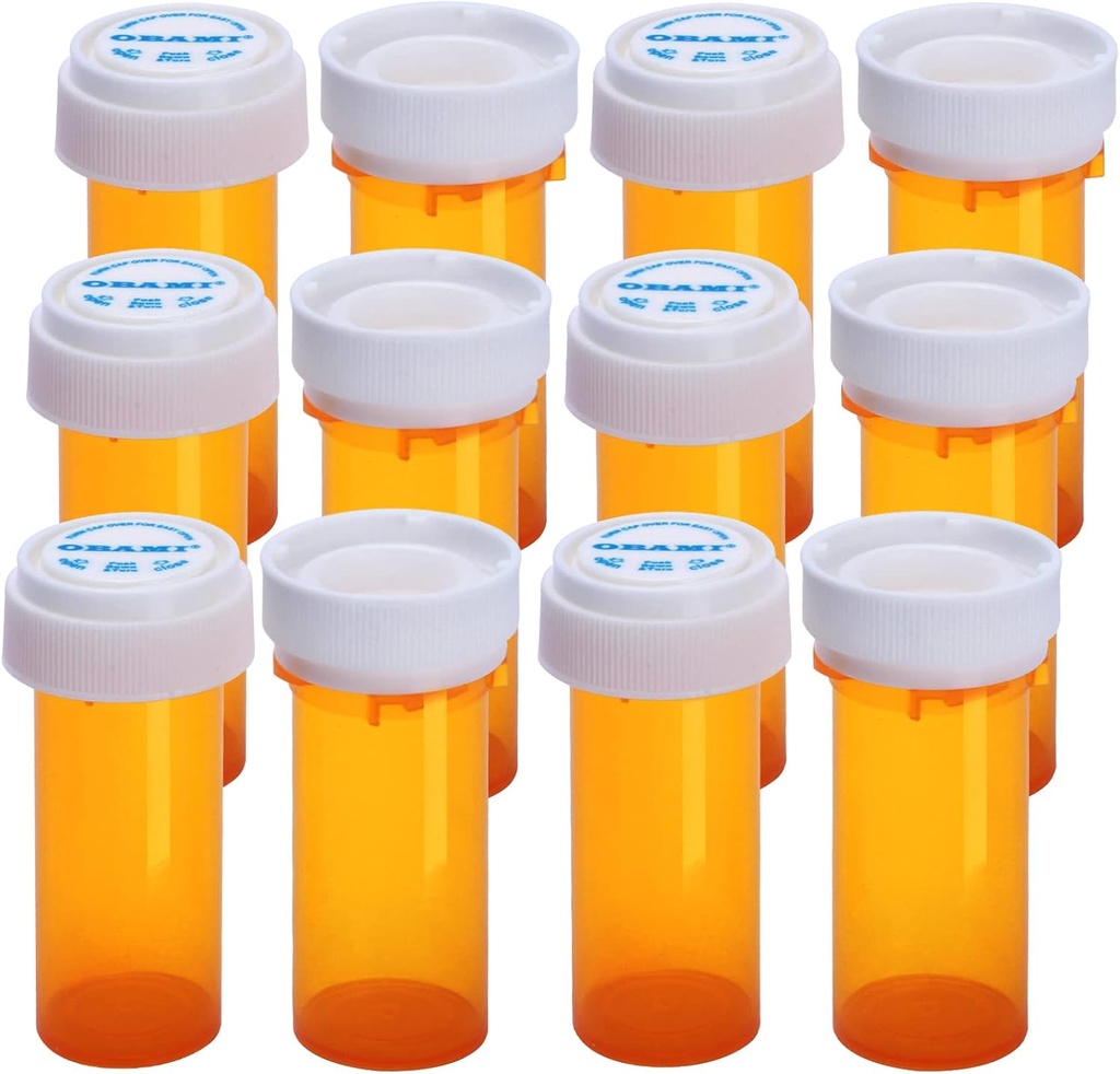 Plast Empty Pill Bottles med dubbelsidig användning (Child Resistant & Easy Open) Caps - Medicine Container Pill Case Dispenser Organizers (8 Dram, 12pcs)