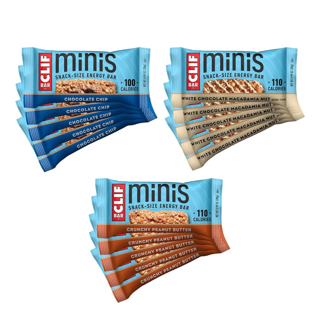 CLIF BAR Minis - Variety Pack - Made with Organic Oats - 4-5g Protein - Non-GMO - Plant Based - Snack-Size Energy Bars - 0,99 oz. (30 greve)