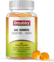 NAC Gummies Sugar Free, N Acetyl Cysteine NAC Supplement 1000mg för antioxidanter, Lung & Liver Health, Immune Support, Vegan Orange Flavor,60ct