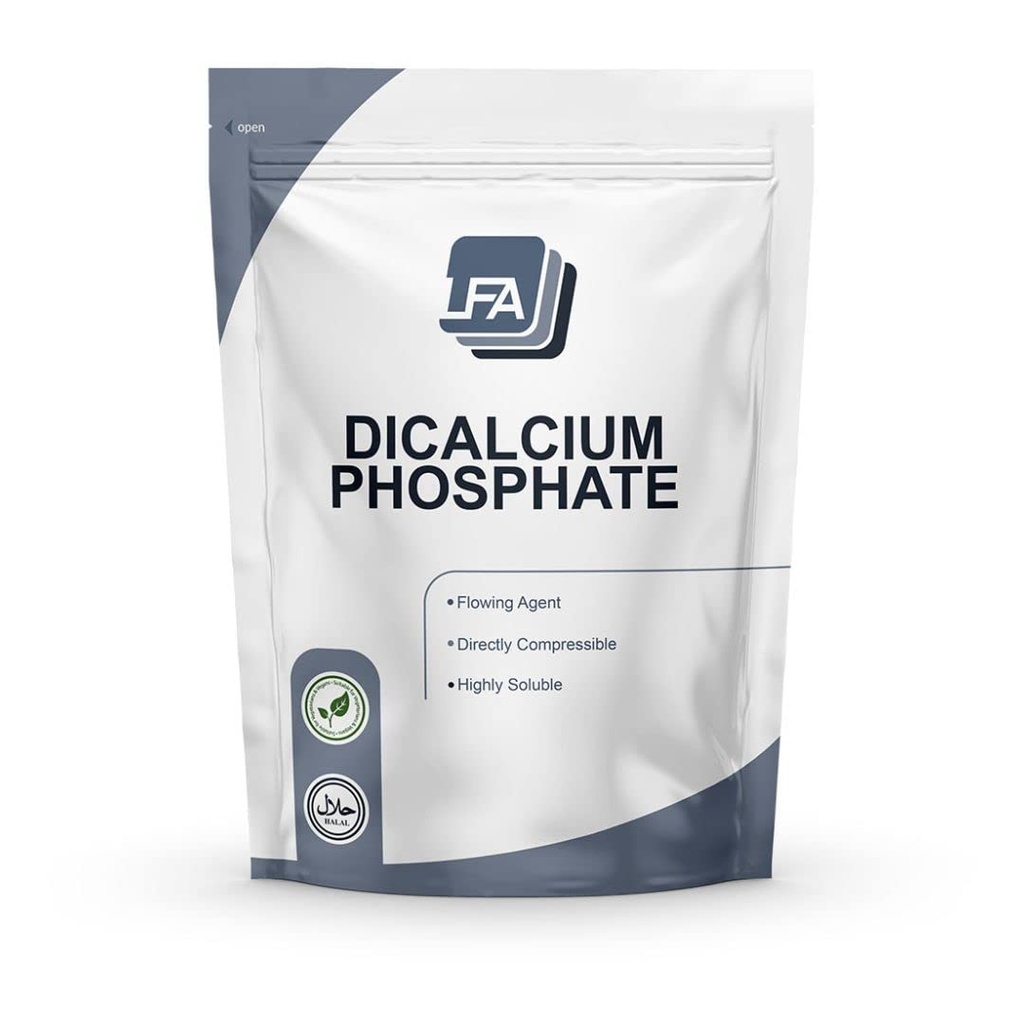 Dicalcium Phosphate Dihydrate DCPD Powder - 1 kg (2,2 lb) - Tablet & Capsule Flowing Agent - Food Anti-Caking Agent & Supplement Filler