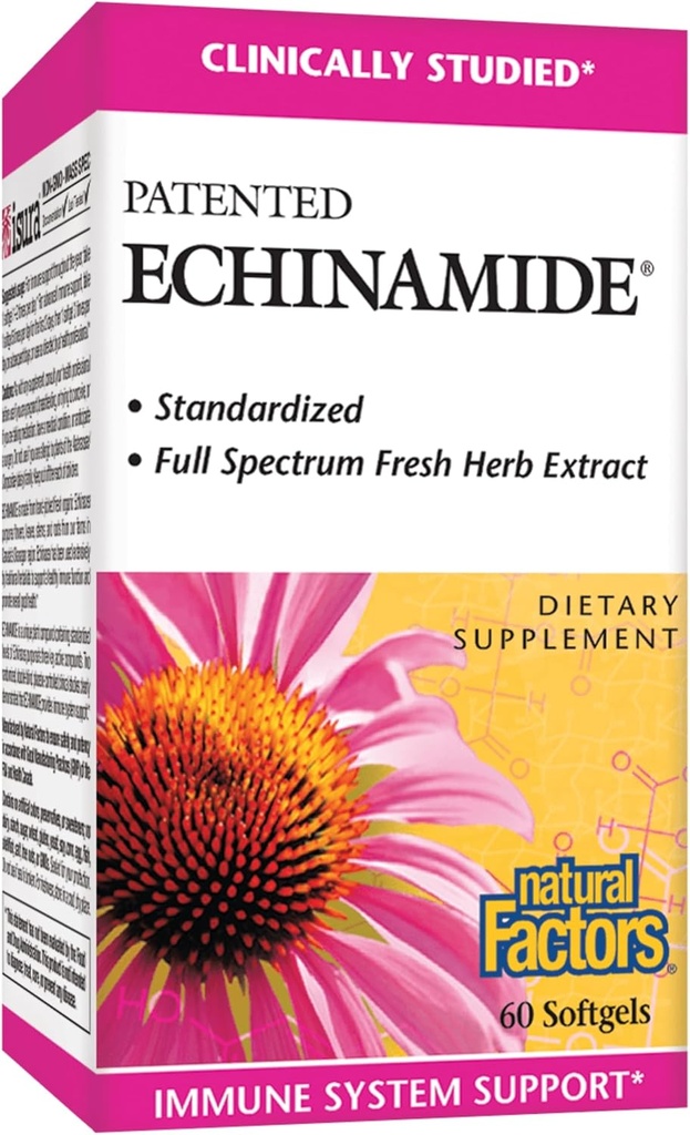 Naturliga faktorer, Echinamide, Echinacea Supplement för Immune and Wellness Support, 60 Softgels