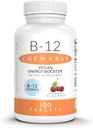 Mauricettes Natural Vitamin B-12 Methylcobalamin 1000mcg - 100 Chewable Cherry tabletter - Sublingual B 12 Supplement för energistöd - Gelatin Free