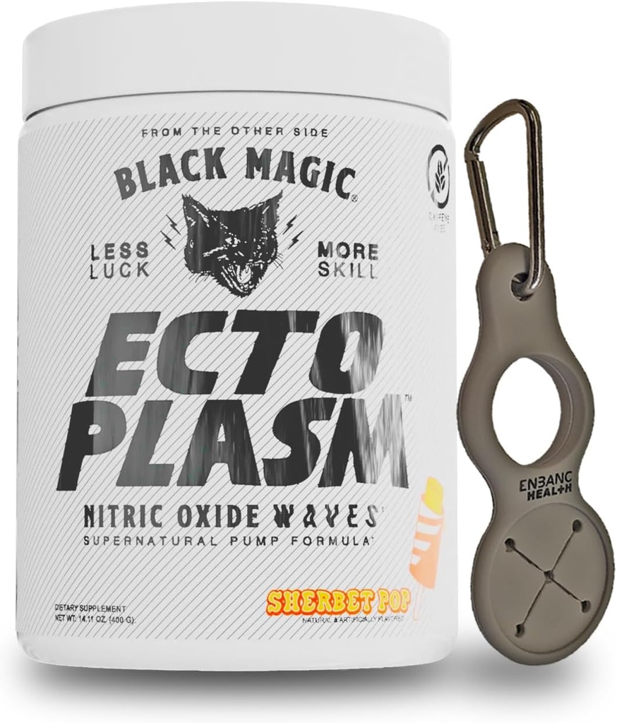 Black Magic Ecto Plasm - Sherbet Pop - Handgjord Pump Igniter, Ökad Hydration & Vascularity (400g, 20 Scoops) med Enbanc Health Keychain