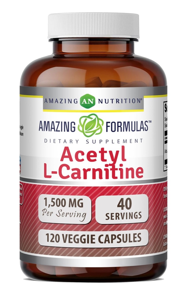 Fantastiska formler Acetyl L-Carnitine Hcl Supplement | 500 Mg Per Servering | 120 Veggie kapslar Supplement | Non-GMO | Gluten Free | Made in USA