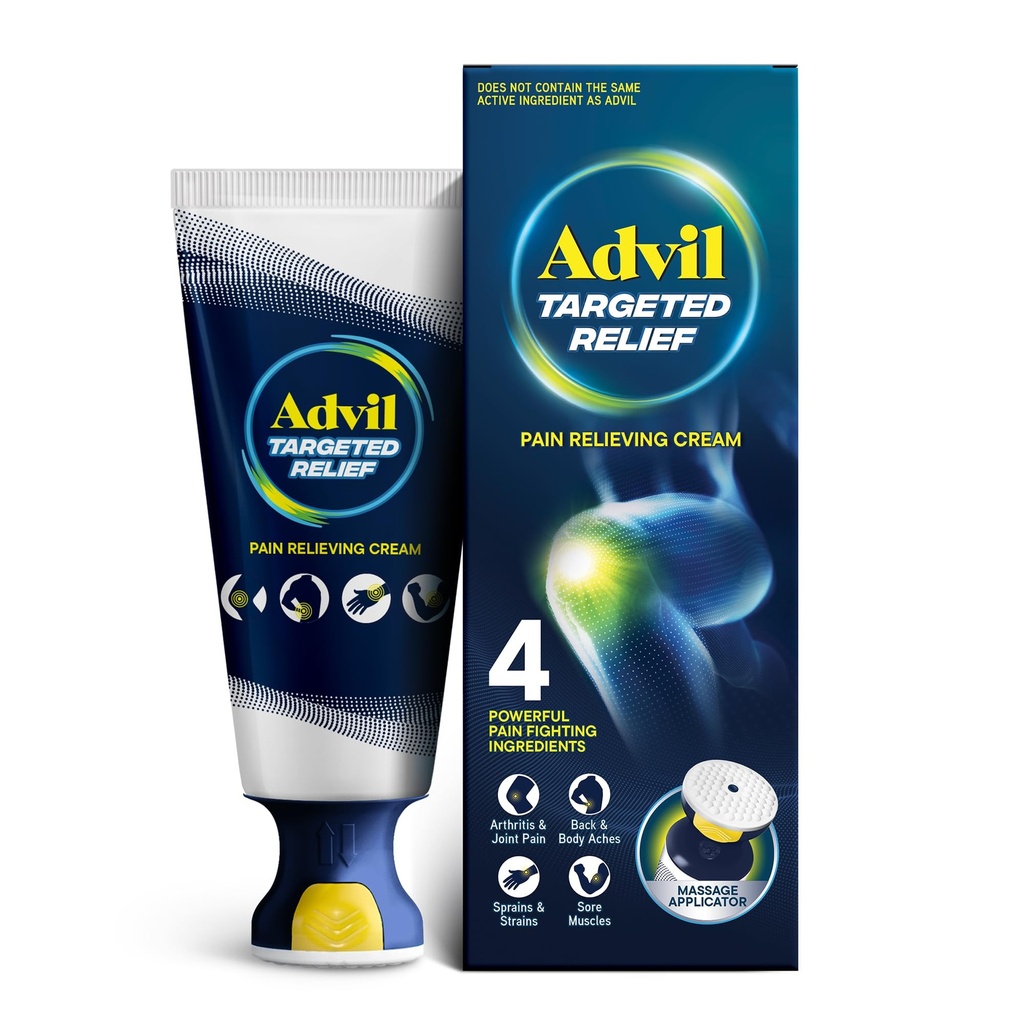 Advil Targeted Relief Pain Relieving Cream med Massage Applicator, upp till 8 timmar av kraftfull lindring av mindre artrit smärta, gemensam smärta, lägre ryggsmärta och muskelsmärta, 2,5 oz
