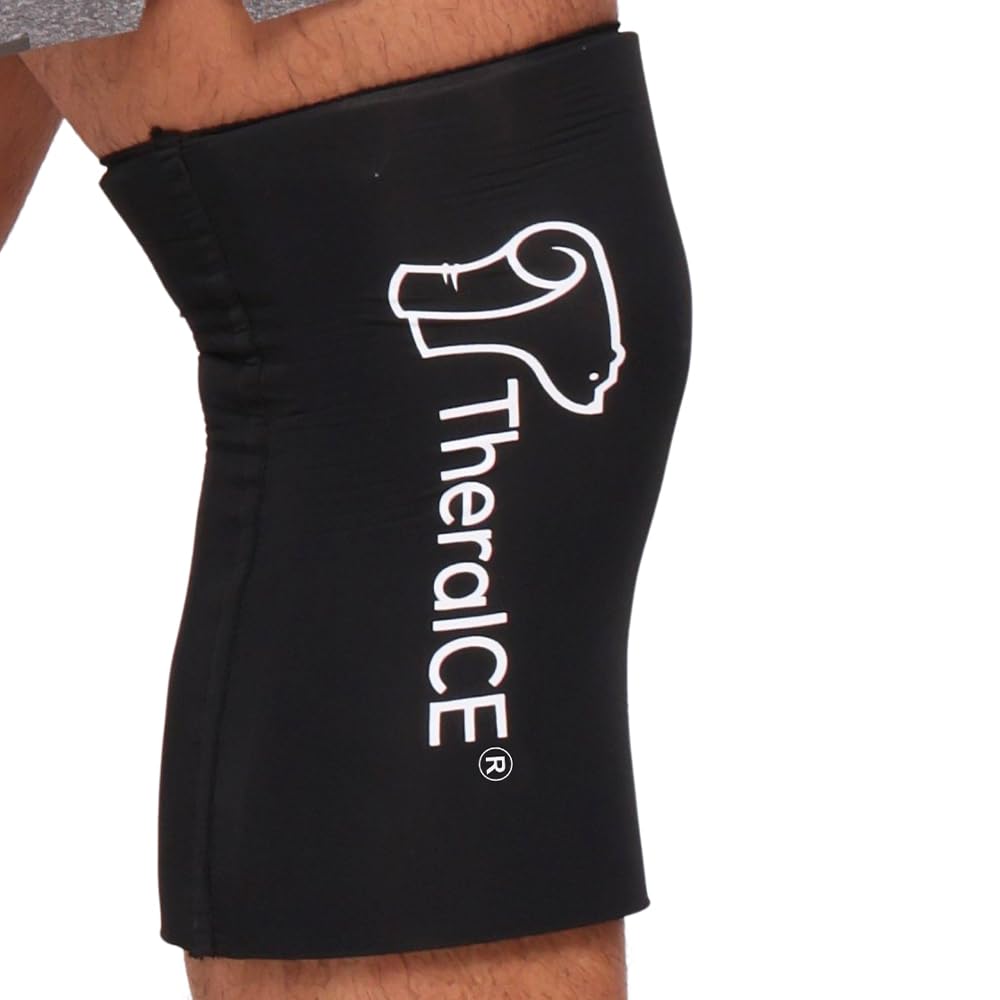 TheraICE Knee Ice Pack Wrap Compression Sleeve för skador, återanvändbar Gel Cold Packs Brace också för Elbow, Ankle & Calf - Flexibel Cold Wrap Recovery för Meniscus, ACL, MCL Pain Relief