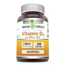 Fantastiska formler Vitamin D3 i Olivolja 5000 IE Supplement | Softgels | Non-GMO | Gluten-Free | Made in USA (1 Pack | 360 Count)