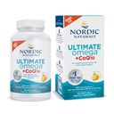 Nordic Naturals Ultimate Omega + CoQ10, Lemon - 90 Soft Gels - 1280 mg Omega-3 + 100 mg CoQ10 - Hjärthälsa, cellulär energi, antioxidantstöd - icke-GMO - 45 portioner