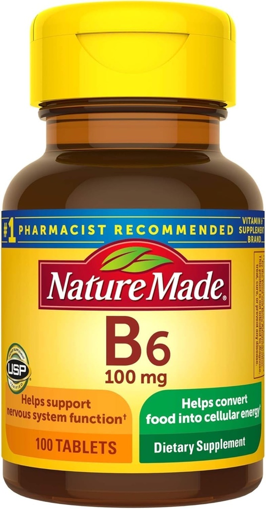 Nature Made Vitamin B-6 100 mg tabletter 100 ea (Pack of 4)