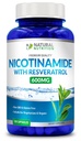 Generisk naturlig vitamin Nikotinamid med Resveratrol 600 mg (Vitamin B-3) 120 Veggie kapslar Gluten Free & Non-GMO