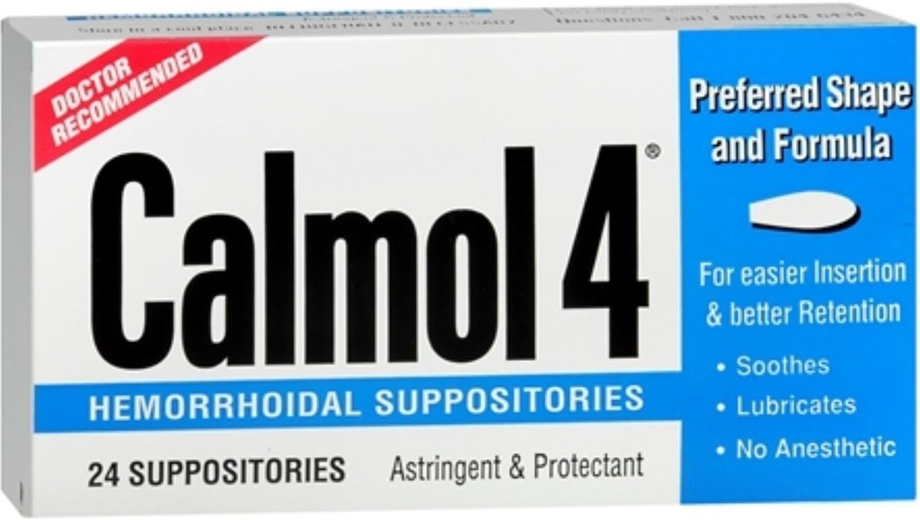 Calmol 4 Hemorrhoidal Suppositories 24 Varje (Pack of 3)