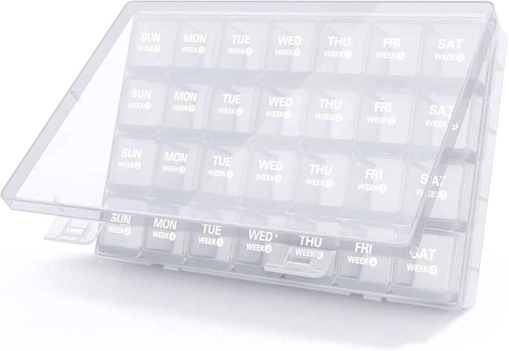 TookMag Monthly Pill Organizer 28 Day Pill Box, Travel Medicine Pill Organizer, Large 4 Weeks 1 Month Pill Cases med dammsäker behållare för piller / vitamin / fiskolja / tillägg