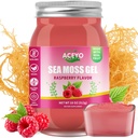 ACEYO (18 OZ) Irländska Sea Moss Gel Organic Raw Vegan Raspberry Flavor 102 Vitaminer och Minerals Wild Harvested Non-GMO Immune Defense Booster Thyroid Digestive Support