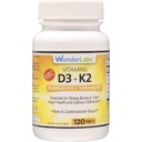 Wonder Laboratories Vitamin D 5 000 IE, vitamin D3 + K2 Stöd ett hälsosamt immunsystem, väsentligt för starka ben, hjärthälsa och kalciumdistribution, 120 tabletter