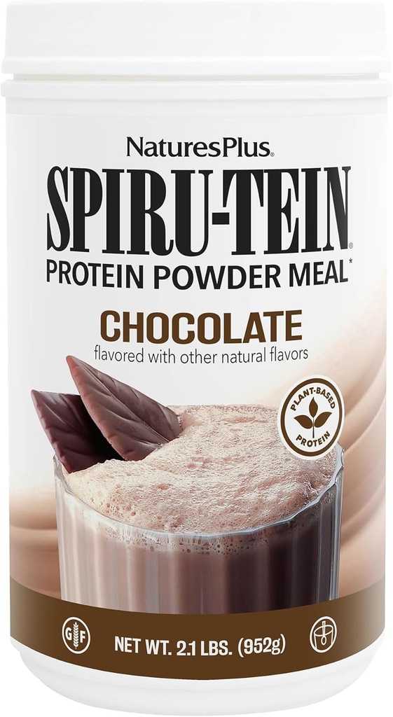 NaturesPlus SPIRU-TEIN, Chocolate - 2.1 lb, Pack of 2 - Plant-Based Protein Shake - Non-GMO, Vegetarian, Gluten Free - 68 Totalt betjäningar
