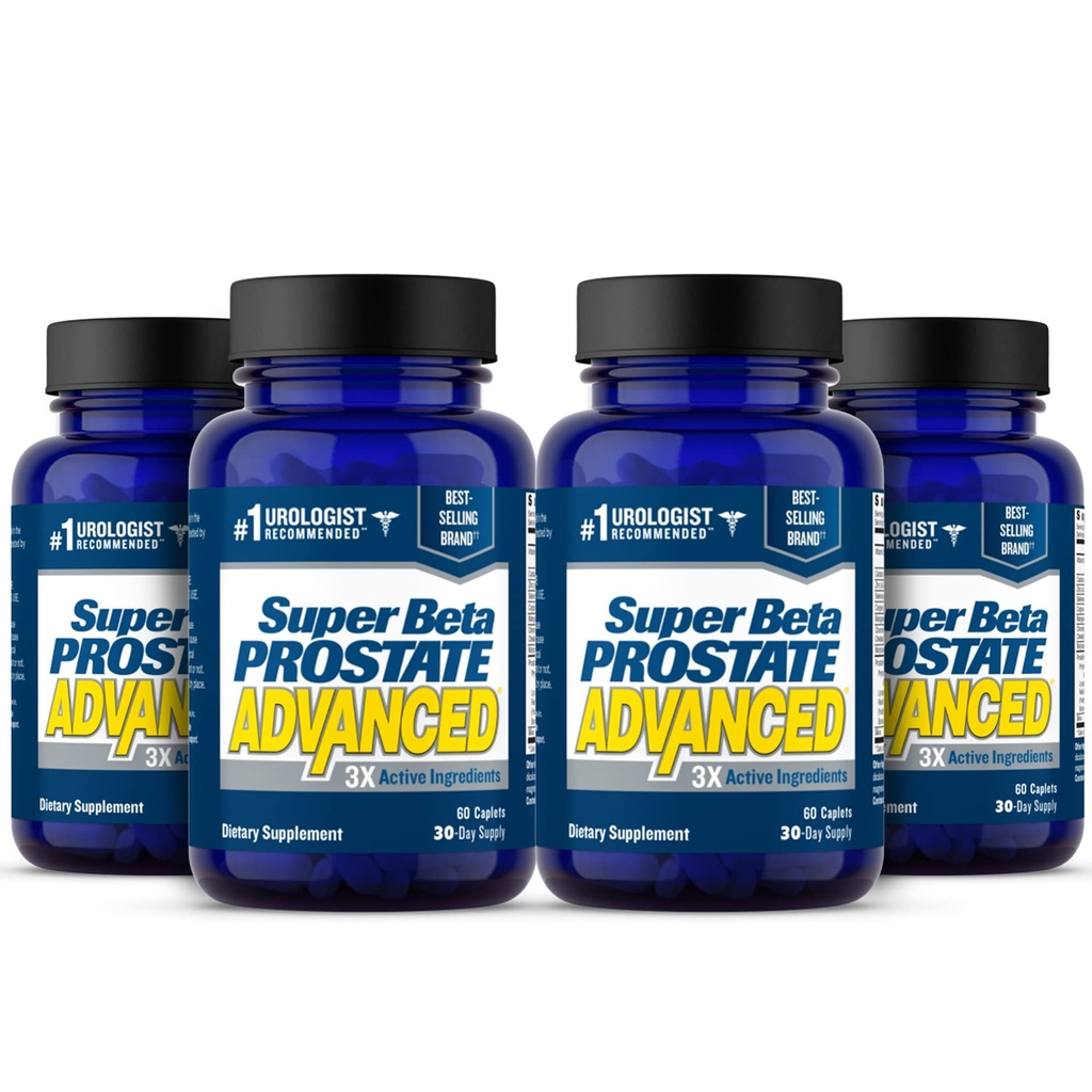 SUPER BETA PROSTATE Advanced - Främja sömn, Stöd Bladder Emptying. Prostata Support Supplement för Mäns hälsa med Beta Sitosterol, inte Saw Palmetto. (240 kapell, 4-pack)