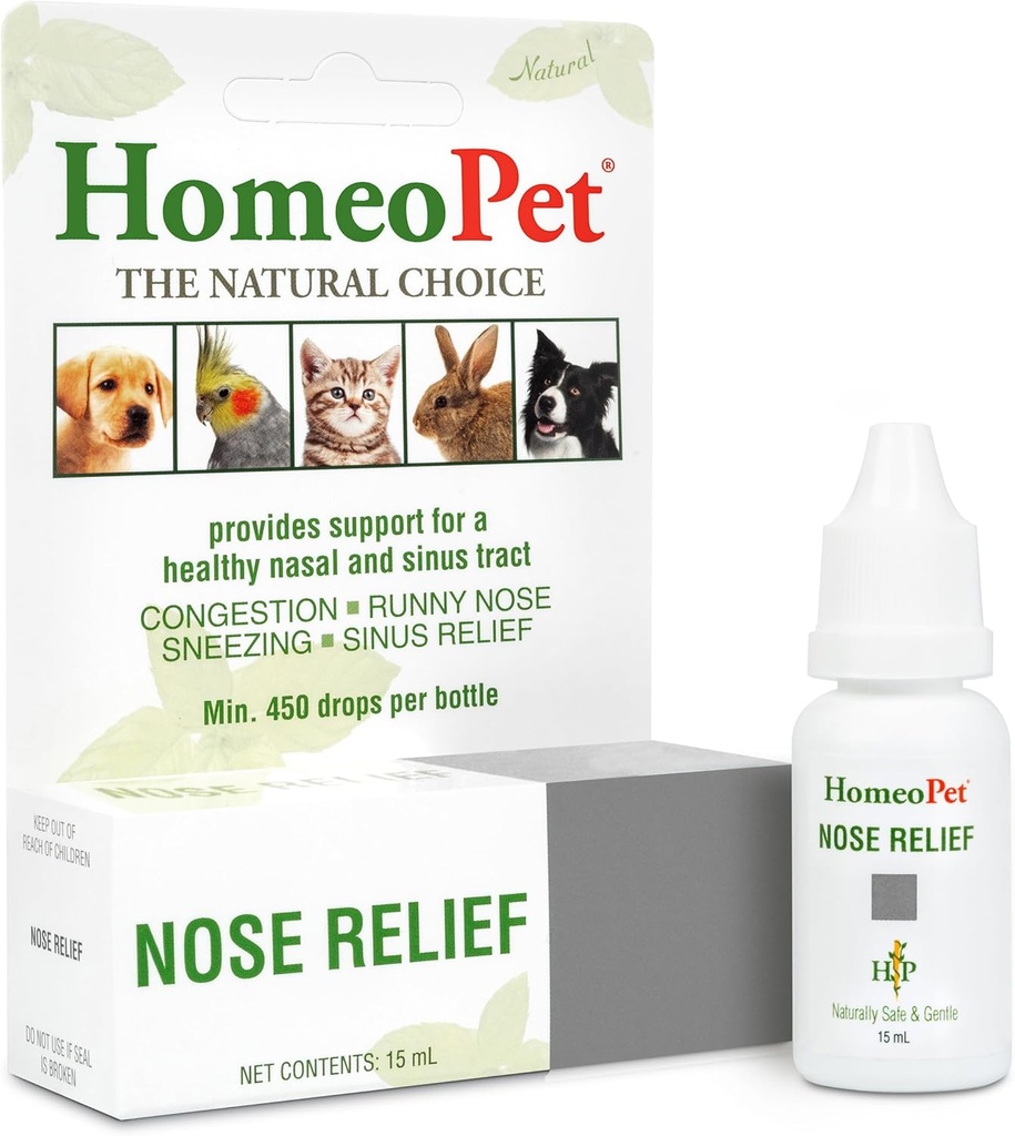 HomeoPet Nose Relief, Safe och Natural Sinus Supplement för katter, hundar och andra små djur, 15 Milliliters