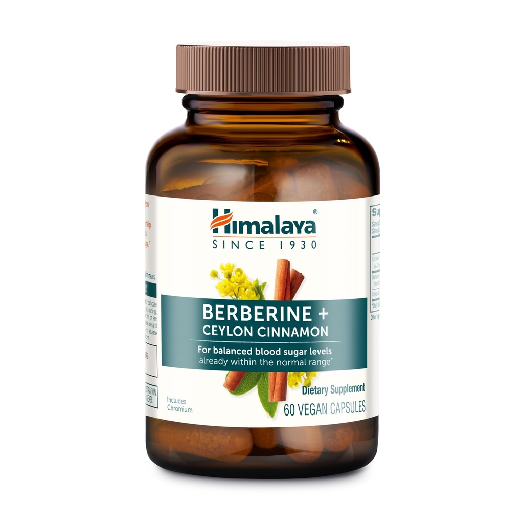Himalaya Berberine med Ceylon Cinnamon - Herbal Supplement för att stödja normal Metabolism, immun och Digestive Health - Vegan, Gluten Free, 60 Vegetariska kapslar